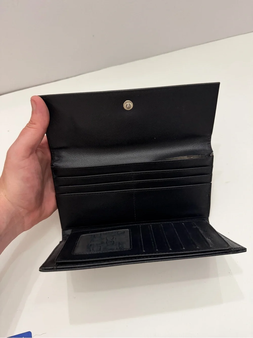 Coach Monogram Leather Signature Canvas Envelope Wallet Black & Gray Size DAMGED